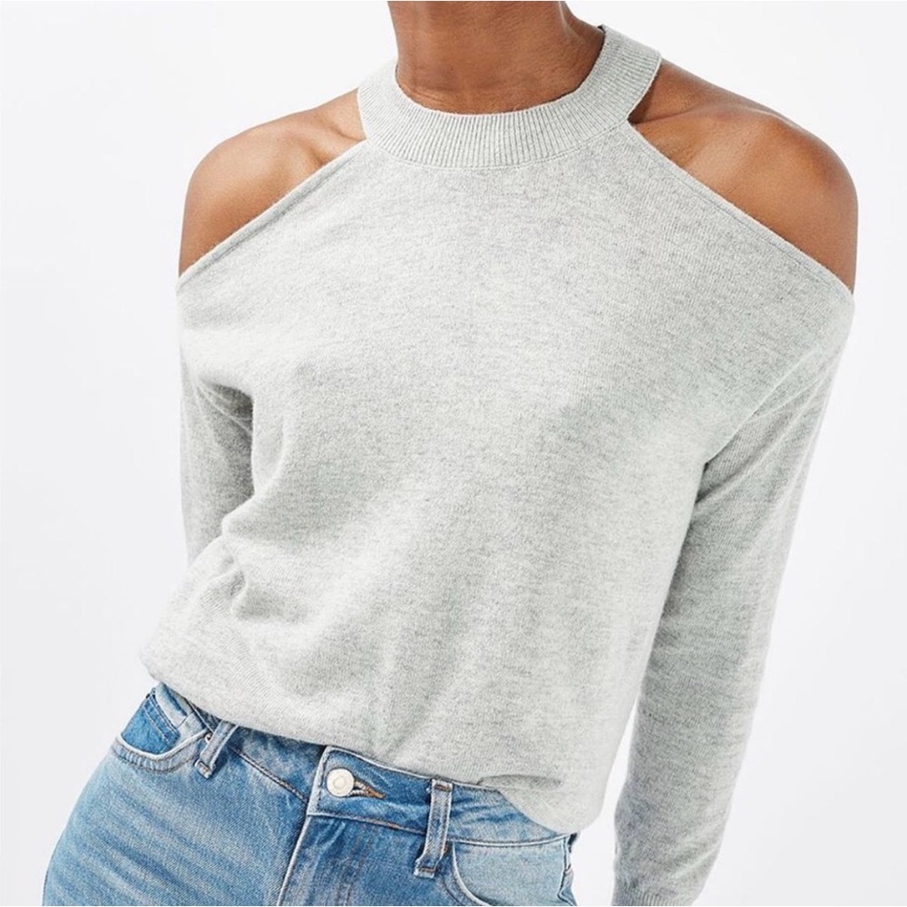 Topshop Cold Shoulder Gray Sweater - Size 4